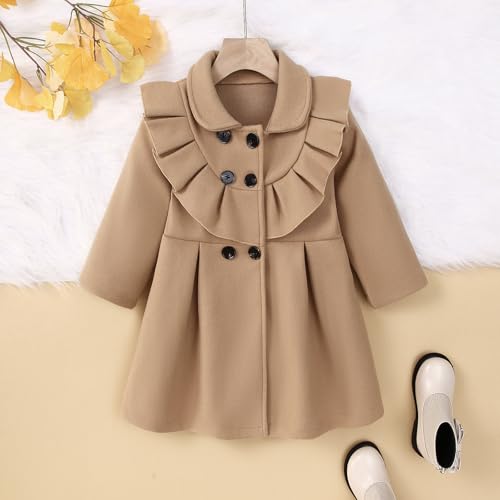 Toddler Baby Girl Clothes Jacket Coat Long Sleeve Flounce Ruffle Buttons Dress Coat Fall Winter Outfit2