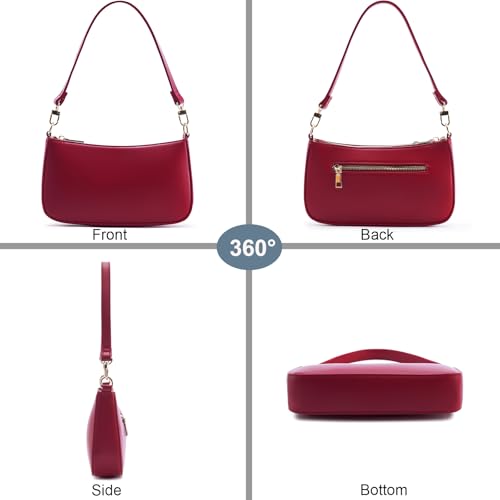 Image of Shoulder Bag for Women Retro Vegan Leather Classic Clutch Tote HandBags Purses with Zipper Closure