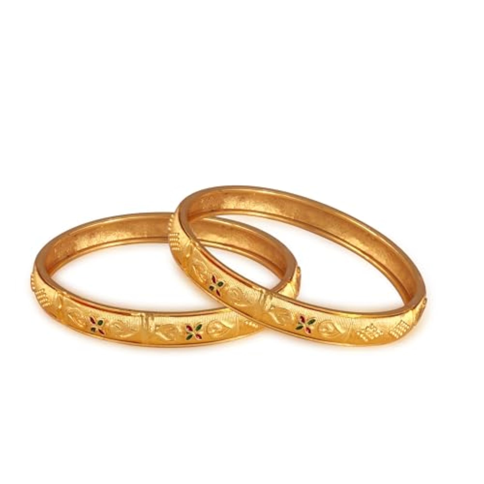 Women's Premium Gold Plated Meena Designed Alloy Bangle Set