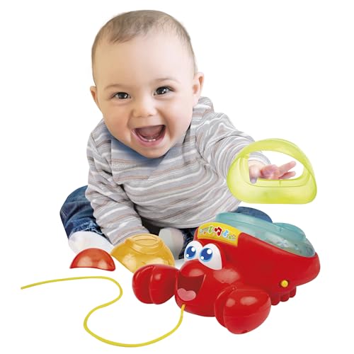 Image of Winfun: Pull Along Crab Stacker - Lights & Sounds, Walking & Stacking Toy, 4 Colorful Cups, Motor Training, Sensory Toy, Baby & Toddler Ages 12mo+