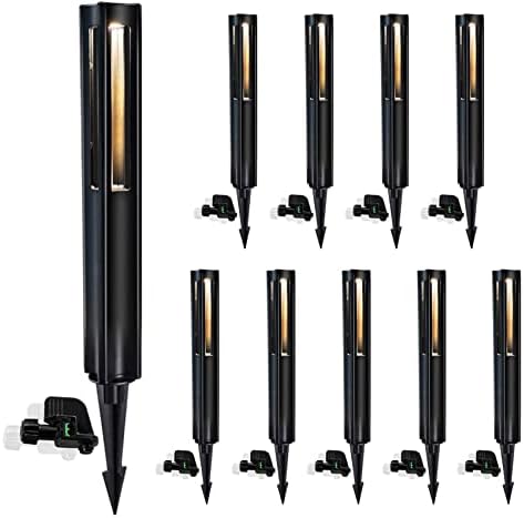 Wohenhao 10-Pack Low Voltage Landscape Pathway Lights with Wire Connectors, 3W 12V AC/DC LED Path Lighting for Courtyard/Lawn/Driveway, IP65 Waterproof Die-Cast Aluminum Construction, 3000K Warm White