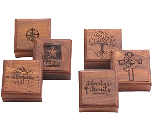 Brújula de bolsillo personalizada con caja de madera miniatura 5