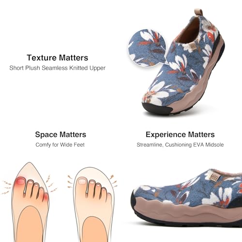 UIN Women's Plush Walking Shoes Chunky Slip On Lightweight Art Travel Fashion Sneaker Toledo Series 6