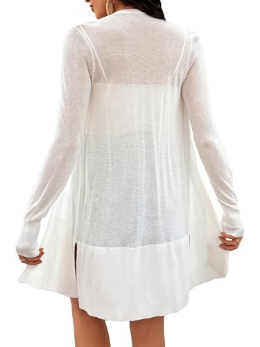 Women's Trendy Lightweight Long Cardigans Summer Casual Beach Vacation Open Front Cardigan 23792