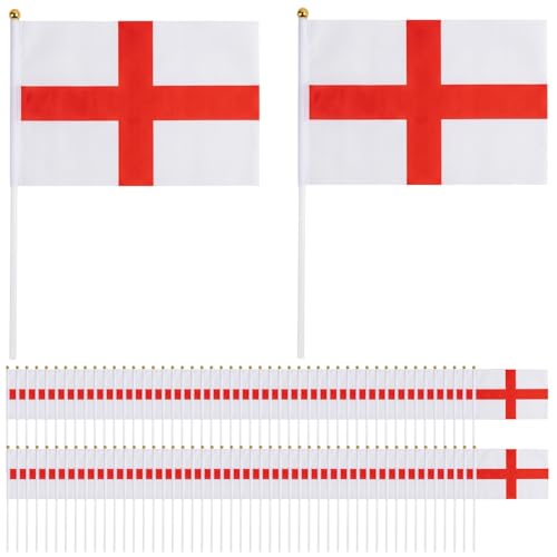 100 drapeaux pièces 5, 5x8, 3 pouces drapeaux portatifs du monde 2026 bannière avec bâton pour les défilés, les fêtes, le bureau-Angleterre, du monde