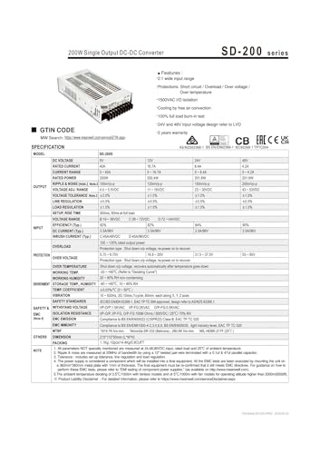 Convertisseur CC-CC SD-200 48V transformateur régulateur tension continue 200W