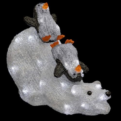 Orso e pinguino luminoso esterno H35 cm 80 LED + transfo