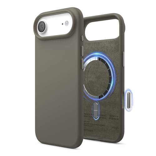 Image of elago for iPhone Air Case, Premium Magnetic Silicone Case, Compatible with MagSafe, Liquid Silicone Material, Protective Cover, Shockproof, Slim Phone, 6.5 inch (Medium Grey)