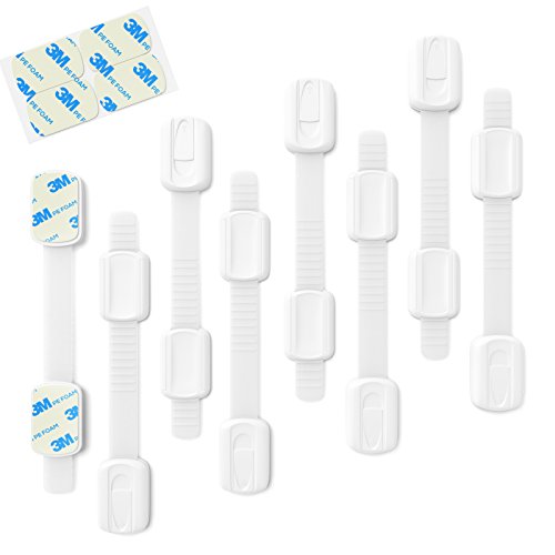 Child Safety Cabinet Locks (8 Pack) | by THUNDER SCOUT | Safely Lock Your Cabinets, Drawers, Toilet and Fridge | No Drilling Needed |