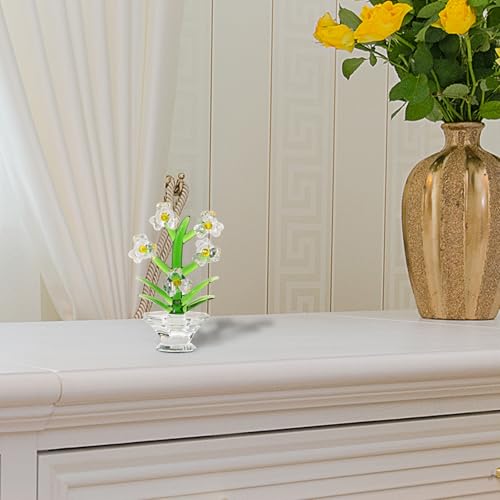 Figurine d'orchidée en cristal blanc avec base stable - 8