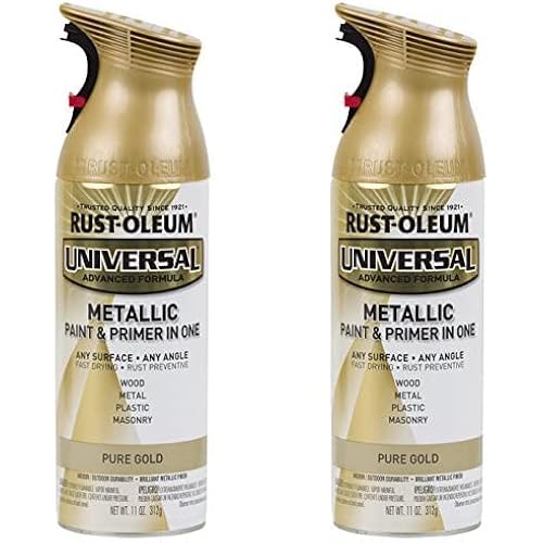 Rust-Oleum Pure Gold 245221 Universal All Surface Spray Paint, 11 oz, Metallic, 11 Ounce (Pack of 2)