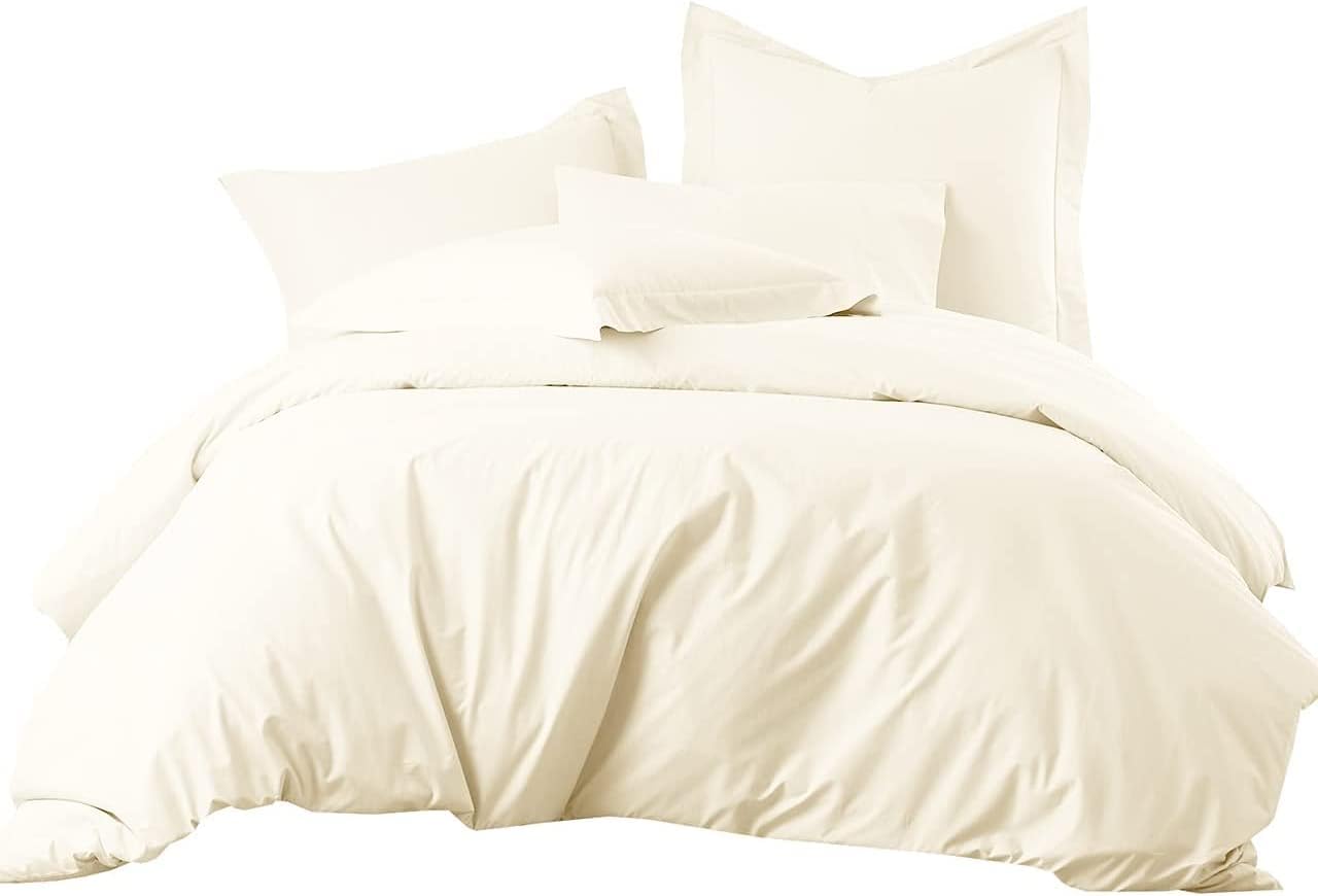 ARlinen Duvet Cover Crib - 36 x 45 Size, Ivory Comforter Cover Bedding 1 Pieces Duvet Cover Solid Color and Ultra Soft with Zipper Closure, 4 Corner Ties, Simple Bedding Style,