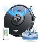 Laresar Clean Mars01 Robot Aspirateur 3 en 1, Navigation LiDAR, Aspirateur Robot 8000Pa d'Aspiration, 5 Cartes Editables, Convient aux Poils d'animaux, Tapis et Sols（Noir）