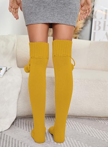 Image of YELAIVP Women's Thigh High Socks - Extra Long Cable Knit Over the Knee Socks and Leg Warmers
