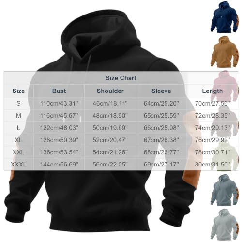 Mens Pullover Hoodie Elbow Patch Kangaroo Pocket Drawstring Casual Travel - image 5