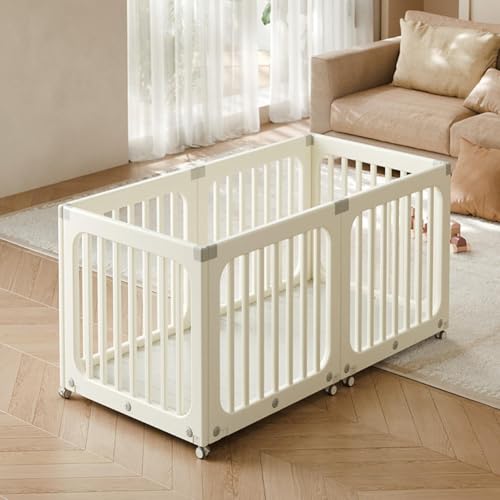Image of Baby Playpen with Wheels, Removable Playpen for Toddlers/Babies, Indoor Kids Fence Play Yards Play/Sleep Area Suite for Living Room/Bedroom (Small)