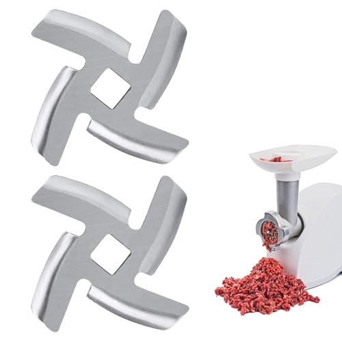 GVSS Lot de 2 Lame de Hachoir Viande en Acier Inoxydable de 47mm, Lame pour Hachoir a Viande Electrique et Manuelle,Compatible avec Hachoir à Viande avec...