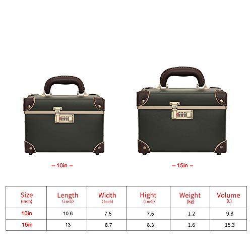 urecity Portable Makeup Train Case Cosmetic Organizer Case Leather Storage Box with Combination Lock (15