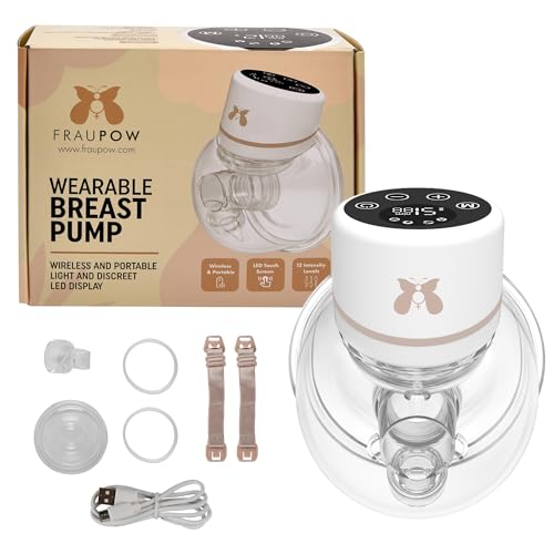 Fraupow Wearable Electric Breast Pump | Includes Midwife Consultation & Breastfeeding Course | Award-Winning & Endorsed by The Breastfeeding Doctor | Quiet Hands Free w/ 4 Modes & 12 Intensity Levels