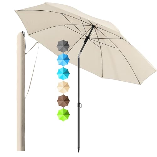 4smile Sonnenschirm Strand SunnyJoy, Beige - UPF 50+ Strandschirm Ø 180 cm, sicherer Sonnenschutz Strand, Strandschirm windfest stabil - Sonnenschirm mit Schutzhülle 1