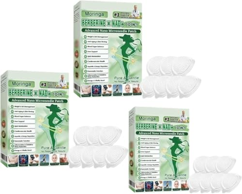 Healrize Moringa - Parches adelgazantes 10 en 1, parche avanzado de nano microagujas Healrize Moringa 10 en 1, ingredientes naturales, para hombres y mujeres (3 cajas)