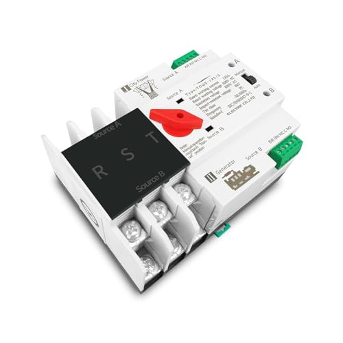 Commutateur de transfert automatique triphasé 3P rail Din double puissance - 3