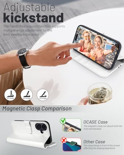 OCASE for iPhone 16 Case, PU Leather Wallet, Magnetic Flip Folio Cover with RFID Blocking, Card Holders, Shockproof TPU - Image 3