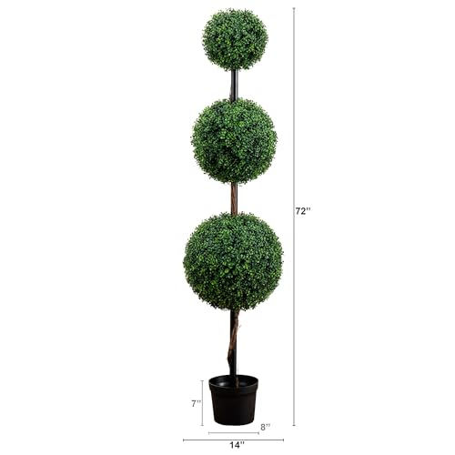 Image of Nearly Natural 6ft. Artificial Triple Ball Boxwood Topiary Tree (Indoor /Outdoor)