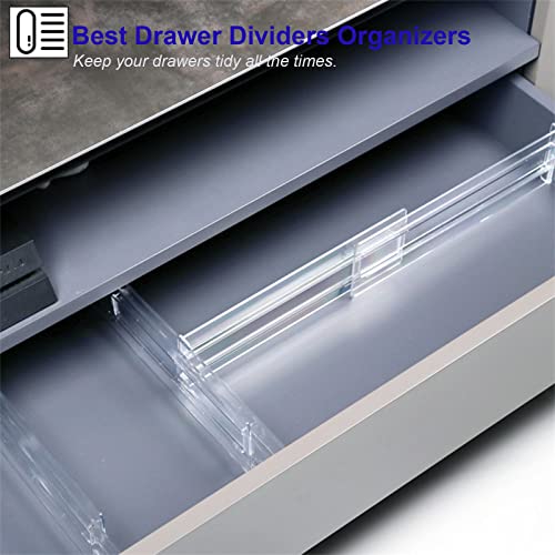 Yipaga Set Of 6 Drawer Dividers Organizers, Adjustable Kitchen Drawer Organizer, Clear Plastic Drawers Separators For Clothing, Kitchen Utensils & Office Storage Expandable From 11-19" #TOP2