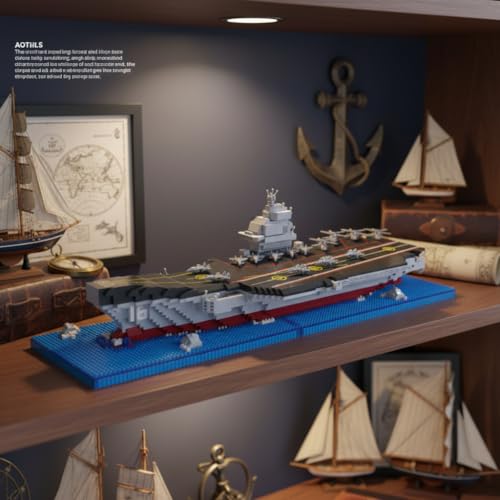 Image of SKY LINE OCEAN Plastic Warship Model Micro Building Blocks Set - 1878+ Pieces Ship Model Assembly Toy, DIY Brick Game (Complex only for Adults Ages 14+) Collectors Gift | 5 Year Structural Warranty