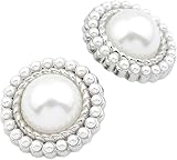 Botones redondos vintage de imitación de cristal e 20 botones multicolores de 15-25 mm con forma de flor, de aleación de perla y diamantes de imitación for coser(25mm,Silver)