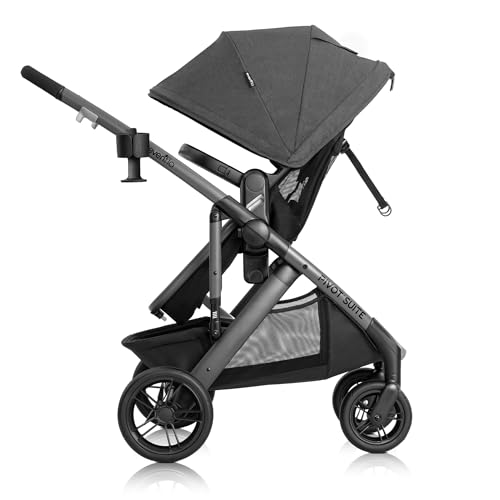 Evenflo Pivot Suite Modular Travel System with LiteMax Infant Car Seat, Devon Gray - Thumbnail 4