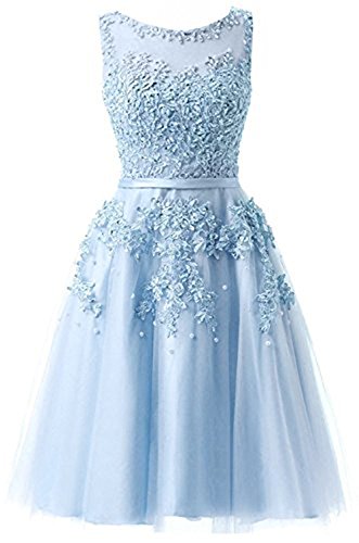 Women's Knee Length Tulle Lace Appliques Hollow Homecoming Dress