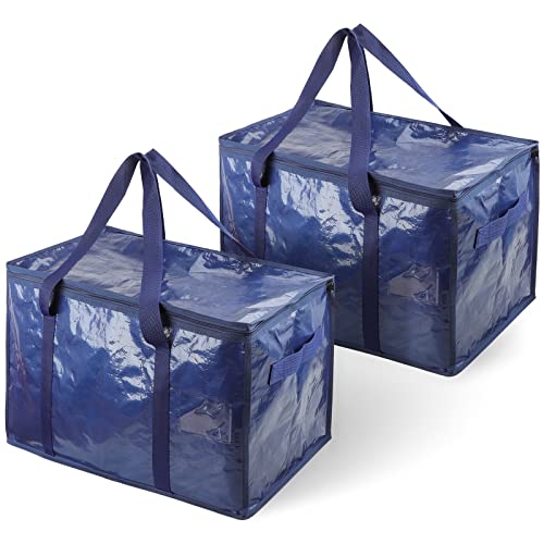 Yoofan Extra Large Moving Bags – Heavy Duty Packing Bags With Zipper & Carry Handles For Space Saving, Packing, Moving & Storage, College, Dorm, Blue, 2 Pack #TOP2