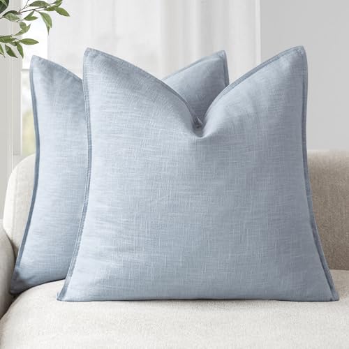 Foindtower Pack of 2, Decorative Linen Soild Throw Pillow Covers Soft Accent Euro Cushion Case Boho...