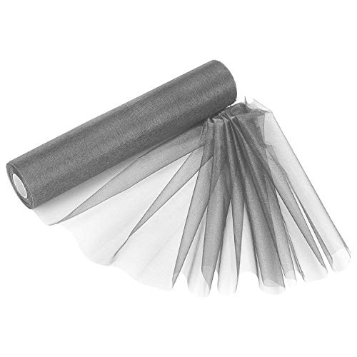 Weddecor 25m x 29cm Snow Sheer Dark Silver Organza Roll Sash Glitter Fabric for Table Runner Sashes Wedding & Christmas Decoration - Image 2