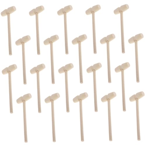 LIOOBO 20pcs Mini Solid Wood Hitting Hammers for Educational for Hand Eye Coordination and Safe and Design for Home Decoration and Creative Play