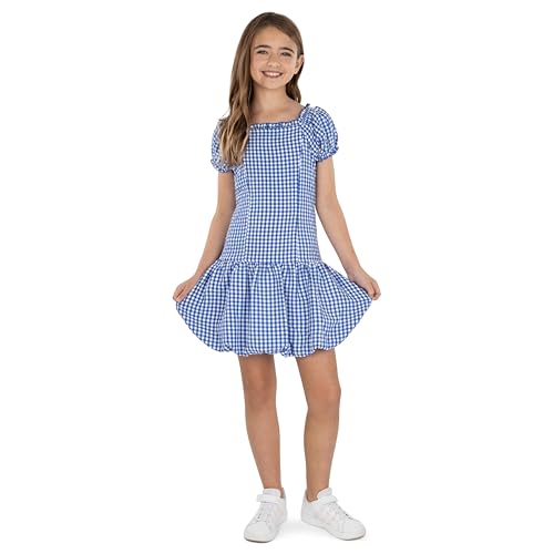 Speechless Girls' Gingham Cotton Drop-Waist Bubble Knee Length Dress