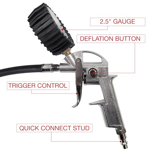 Image of VIAIR 00047 Tire Inflation Kit with 2.5 inch Mechanical Gauge Tire Gun (200 PSI), 1 Pack