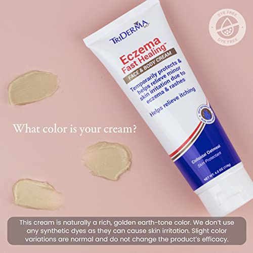 Image of TriDerma Fast Healing Eczema Cream for Adults, FSA Eligible, Colloidal Oats, AP4 Aloe Vera Gel, Vitamins, Eczema Relief Cream for Face & Body Itchy Skin & Rashes, No Cortisone or Fragrance - 4.2oz