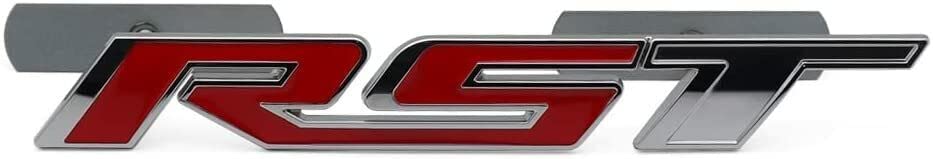 Image of 1Pc 2019-2021 Silverado Grille RST Red Black Tailgate Emblems Badges (Chrome Red）