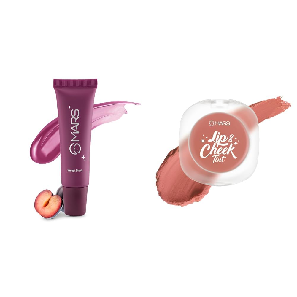MARS Lippy Top Hydrating Lip Gel 10ml 05-SWEET PLUM MARS Lip Cheek Tint for Bold Pop Color 2.8 gm 02-Sunset Coral - Embrace New Beginnings-picture-33