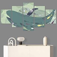 SIGNWIN 5 Panel Canvas Wall Art Modern Art Decorative Elements Fun Illustration Illustrations Kids Multicolor for Home Decorations Ready to Hang - 60