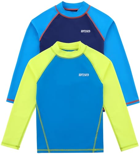 Boys Long/Short Sleeve UPF50+ Shirt Rash Guard UV Swim Tops 2Packs 3-12years