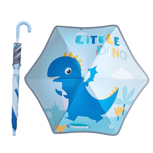 BAODINI Kids UV and Rain Umbrella Sun Protection Round Corners for Boys Girls Toddlers Easy Grp Curved Handle Umbrella with Reflective Strip For 3-5 year old 8-10 and 2-4 years old