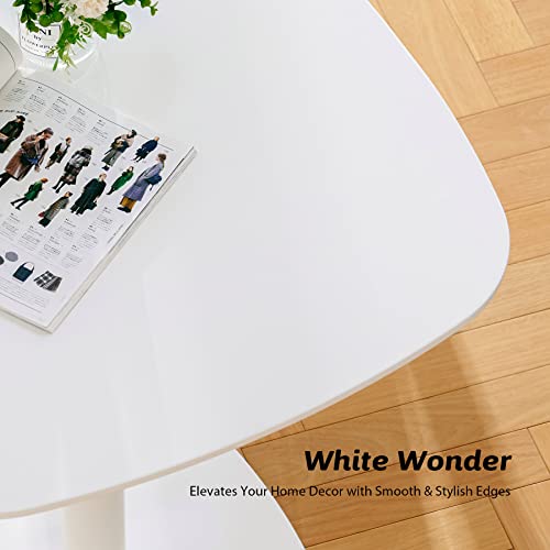 Vonluce Modern Dining Table, 32 Inch Square Tulip Table With Mdf Top And Steel Base, Small Pedestal Table For Dining Room Kitchen Living Room More, Mid Century Kitchen Table With 220Lb Capacity, White #TOP6