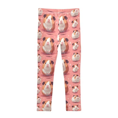Hearts Cartoon-Style Guinea Pig Girls Leggings Kids Yoga Pants Dance Active Tights 4T2