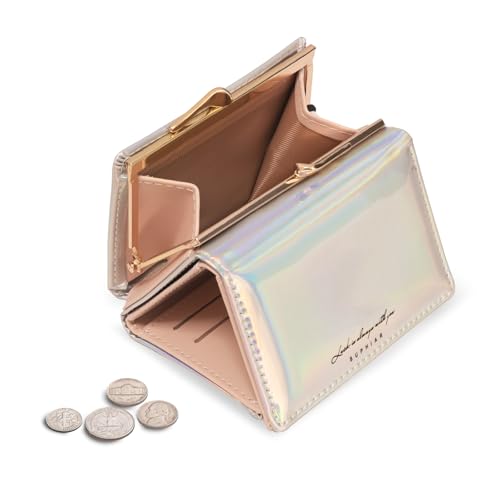JANKS Small Wallet for Women Mini Laser Card Holder Case Iridescent Holographic Purse with Coin Pocket for Girls Ladies4