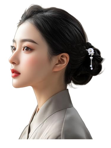 Épingle à cheveux fleur d'abricot argent pour chignon quotidien