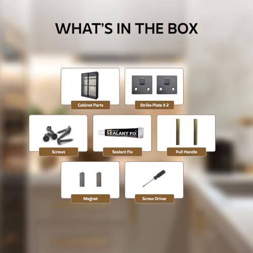 Image of Bathroom Storage Cabinet | Bathroom Accessories Set, Washroom Organiser Cabinet | 3 Layer, Space Saving Carbon Steel Shelf, Black, 40 Cm, Pack of 1